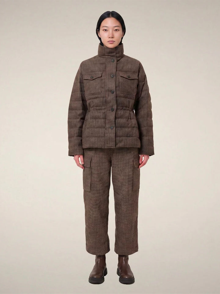 Lottie Puffer Jacket in Autumn Pied De Poule