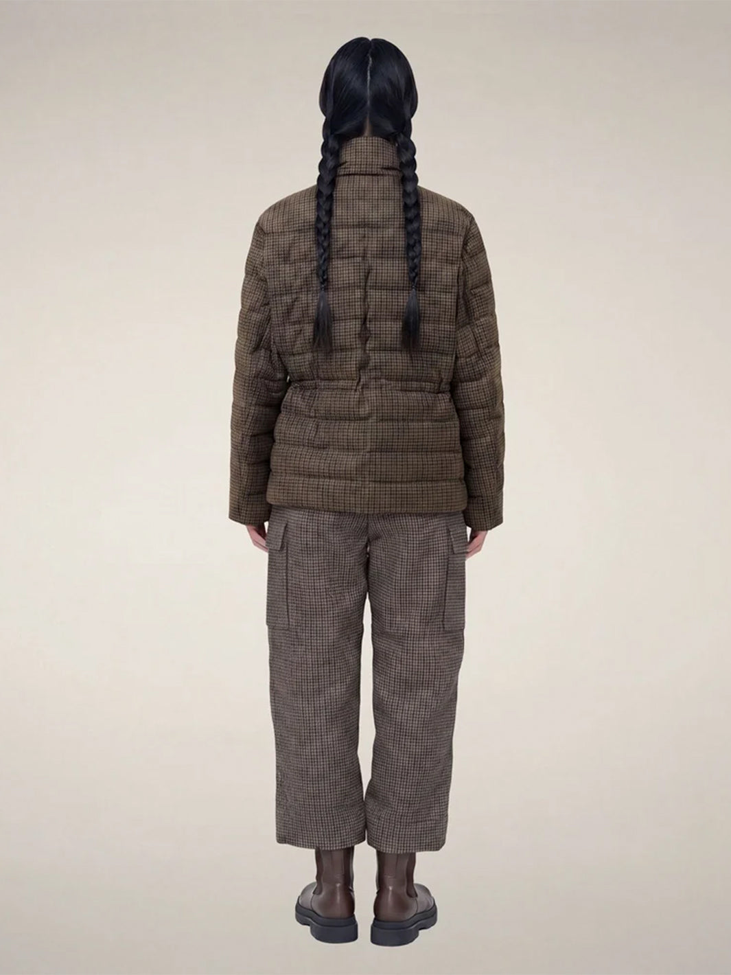 Lottie Puffer Jacket in Autumn Pied De Poule