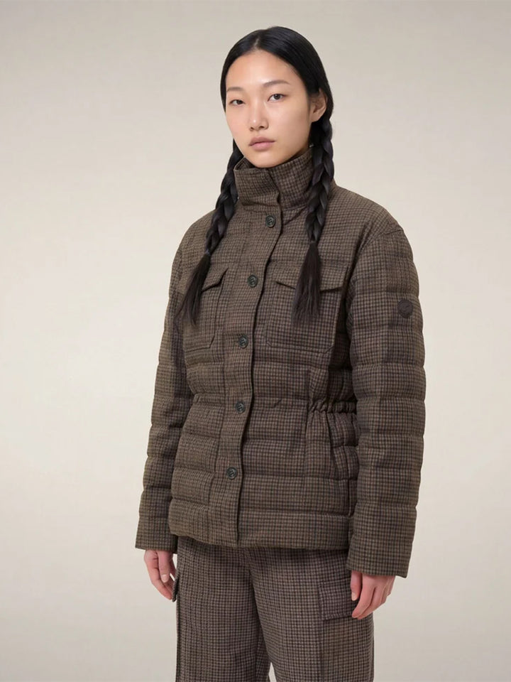 Lottie Puffer Jacket in Autumn Pied De Poule