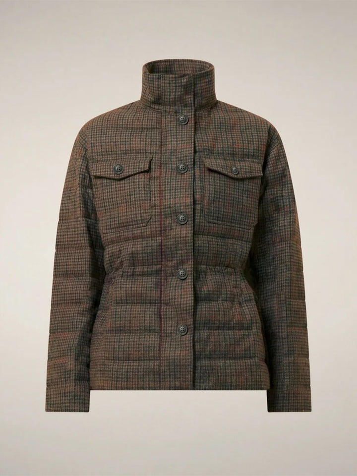 Lottie Puffer Jacket in Autumn Pied De Poule