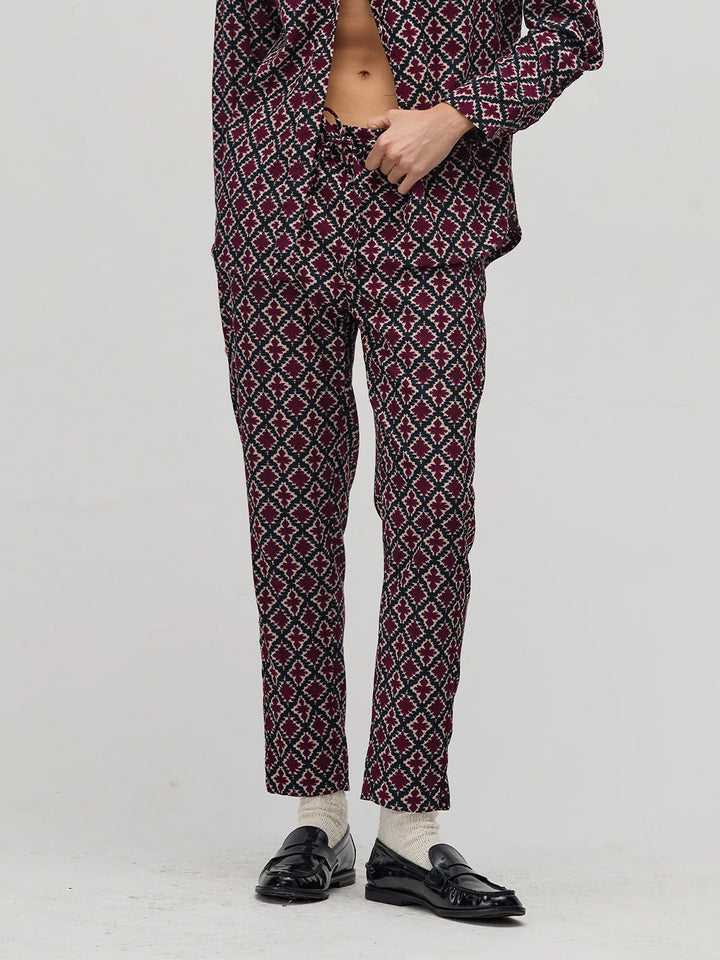 Lotus Corduroy Pants in Bordeaux Tiles