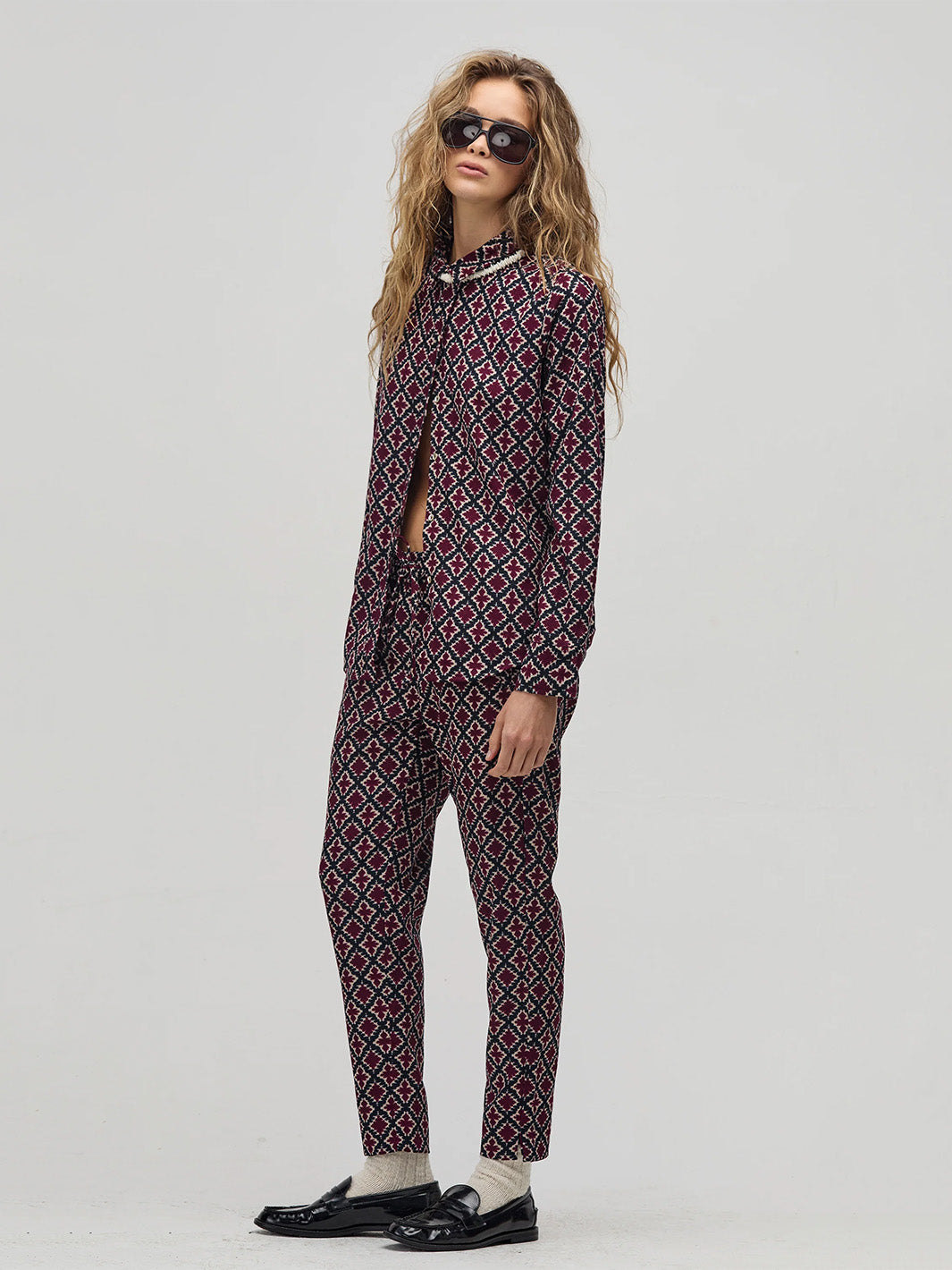 Lotus Corduroy Pants in Bordeaux Tiles