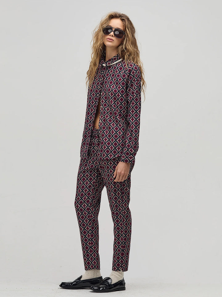 Lotus Corduroy Pants in Bordeaux Tiles