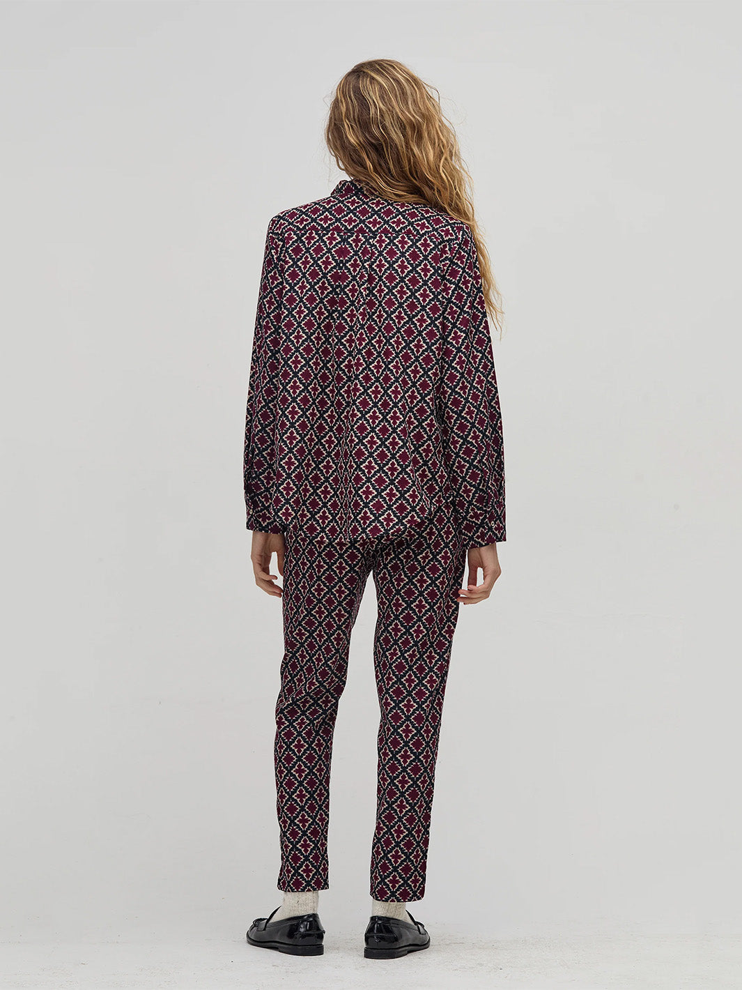 Lotus Corduroy Pants in Bordeaux Tiles