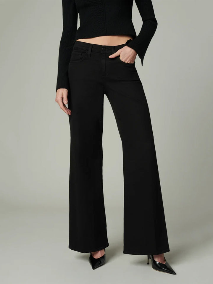 The Lou Lou Low Rise Wide Leg Jean in Black