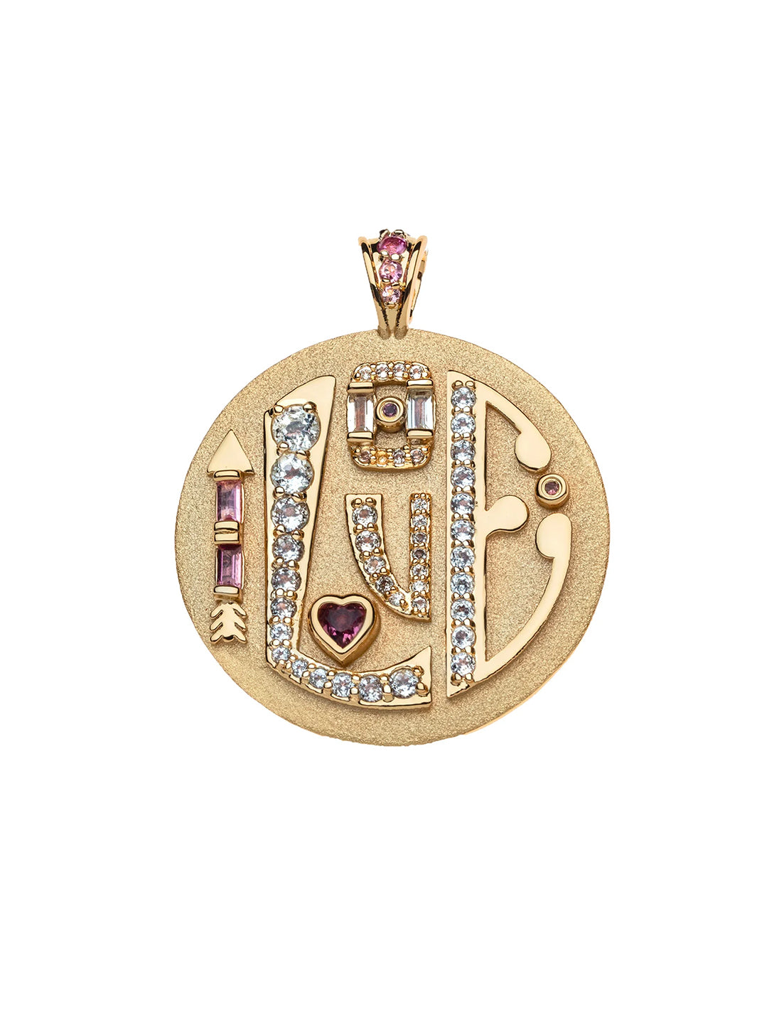 Jumbo LOVE Embellished Pendant and Chain in Gold