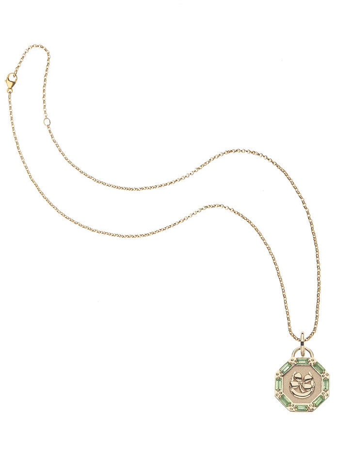 LUCKY Petite Embellished Coin and Chain in Gold
