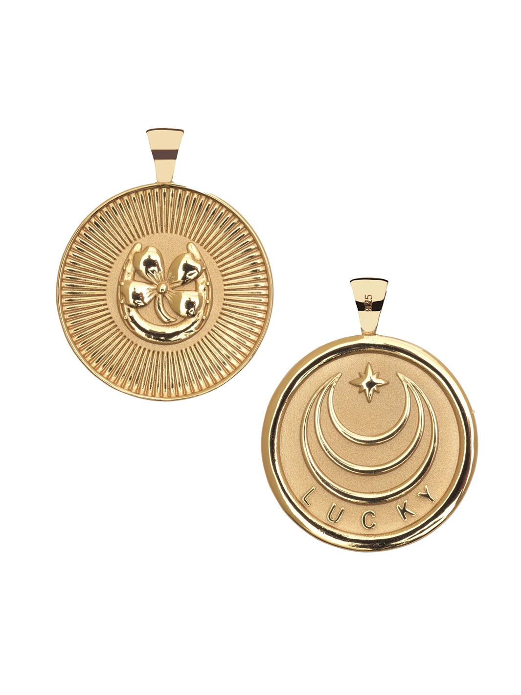 LUCKY JW Original Pendant Coin and Drawn Link Chain in Gold