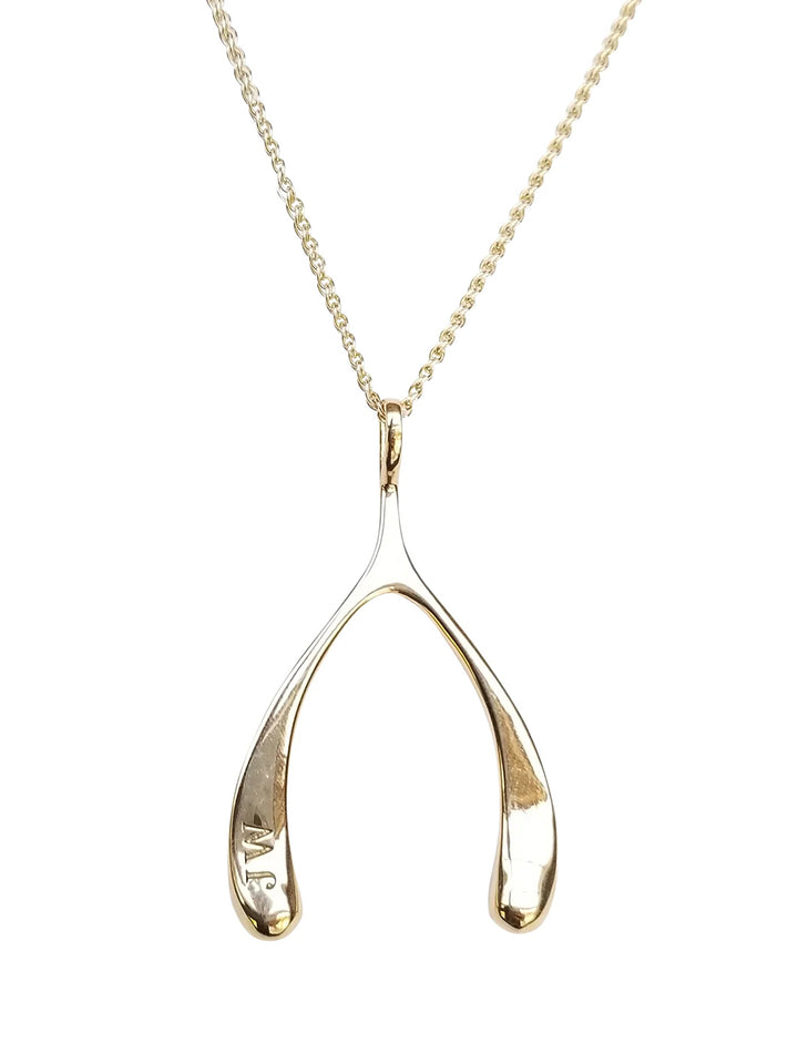 LUCKY Gold Wishbone Pendant and Chain in Gold