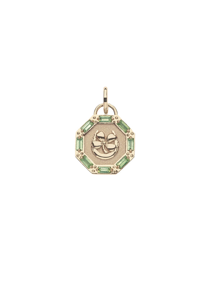 LUCKY Petite Embellished Coin and Chain in Gold