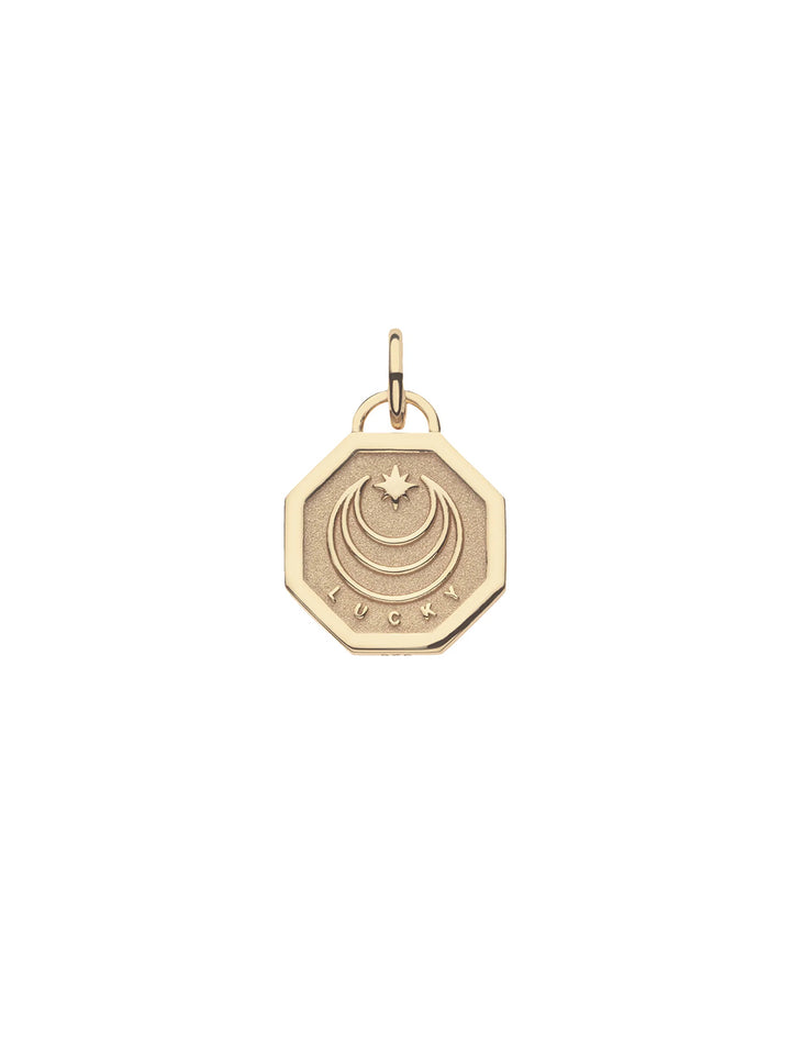 LUCKY Petite Embellished Coin and Chain in Gold