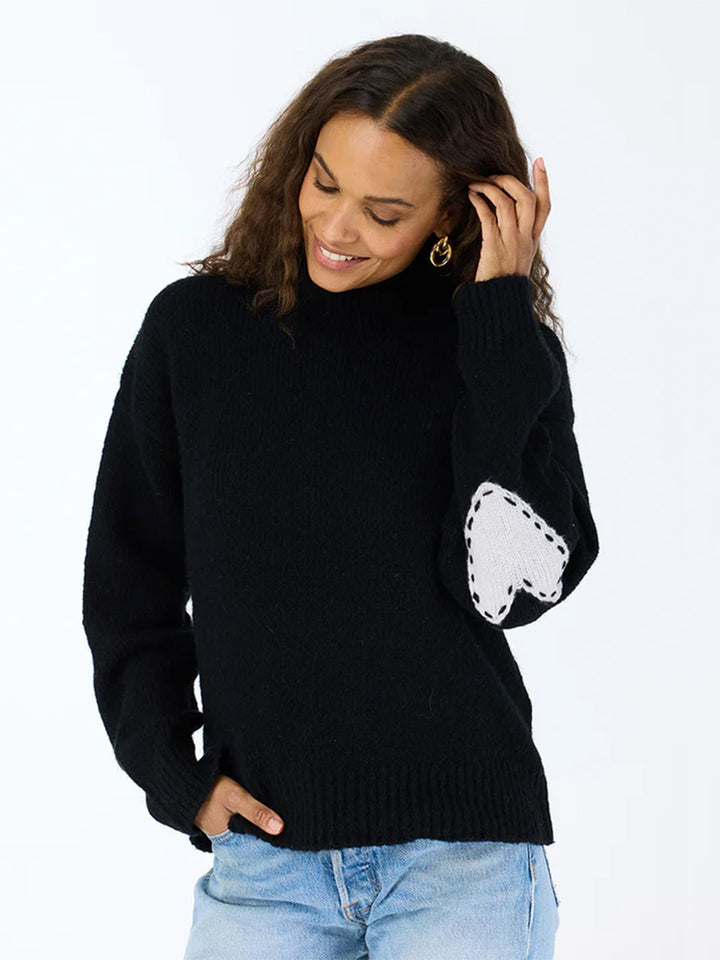 Lucy Mock Neck Cashmere Blend Sweater in Black