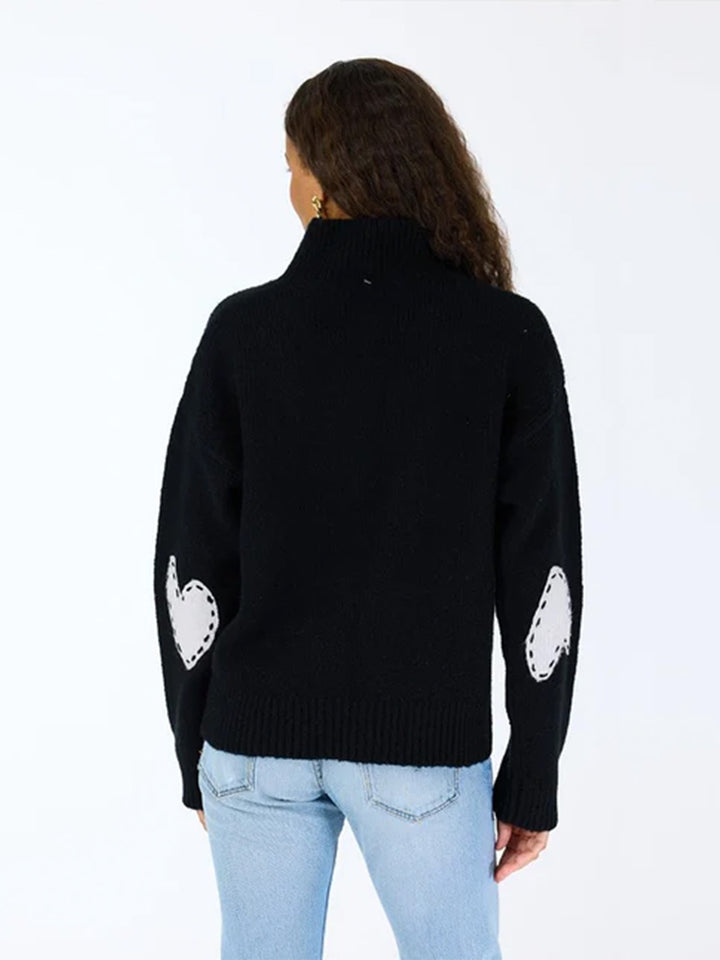 Lucy Mock Neck Cashmere Blend Sweater in Black