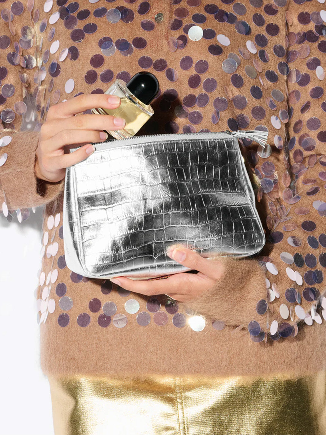 Medium Luna Cosmetic in Silver