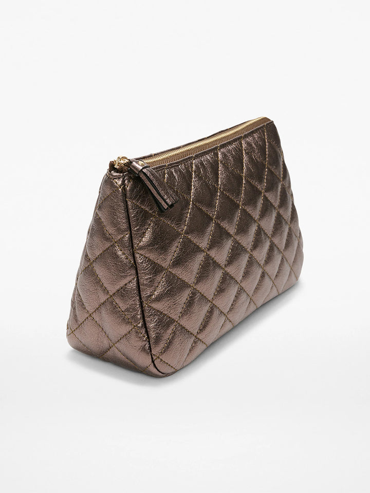 Medium Luna Cosmetic in Espresso Metallic Leather