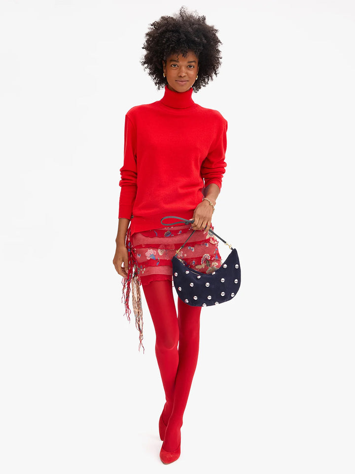 Lune Suede Stud Handbag in Navy