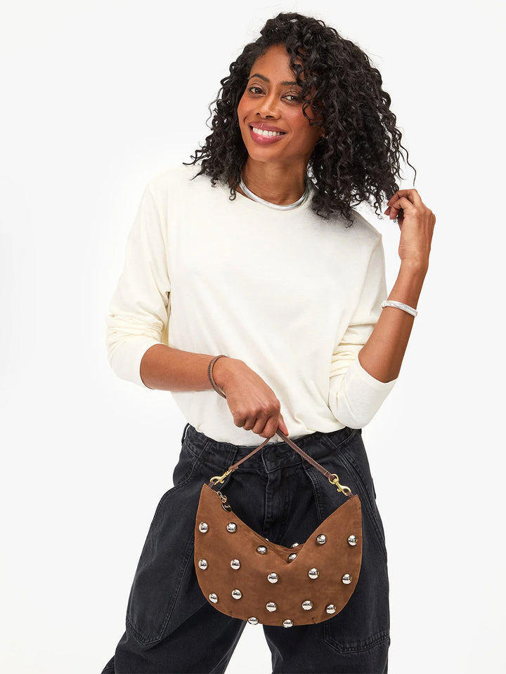 Lune Studded Handbag in Choco Bar