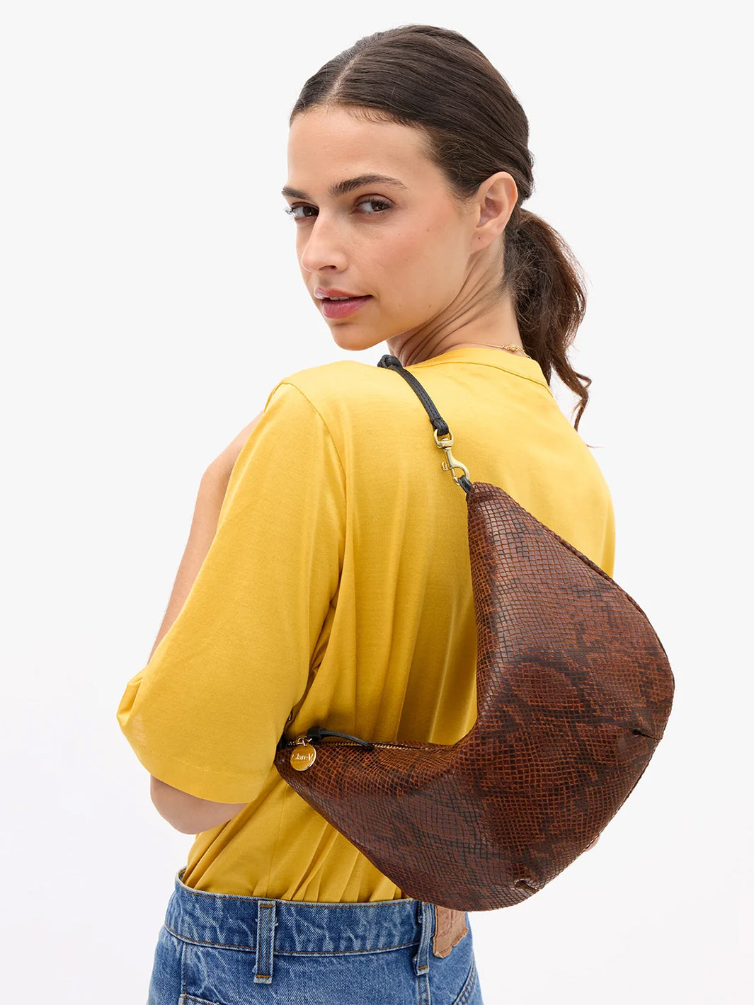 Lune in Auburn Embossed Python