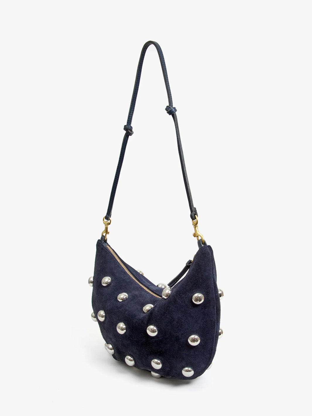 Lune Suede Stud Handbag in Navy