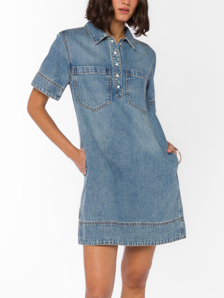 Lupita Denim Dress in Faded Sky