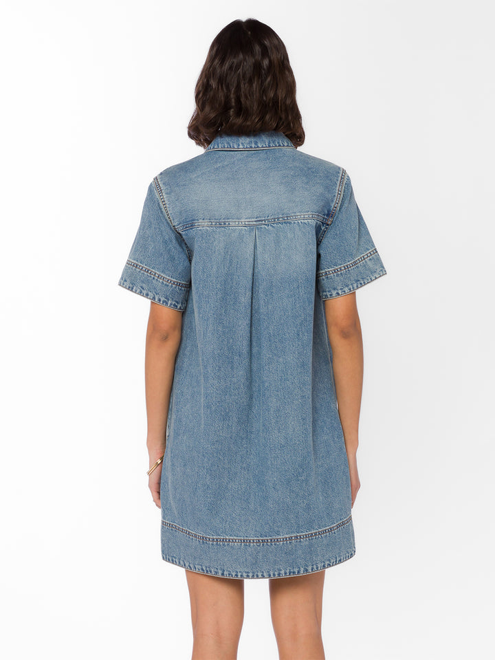 Lupita Denim Dress in Faded Sky
