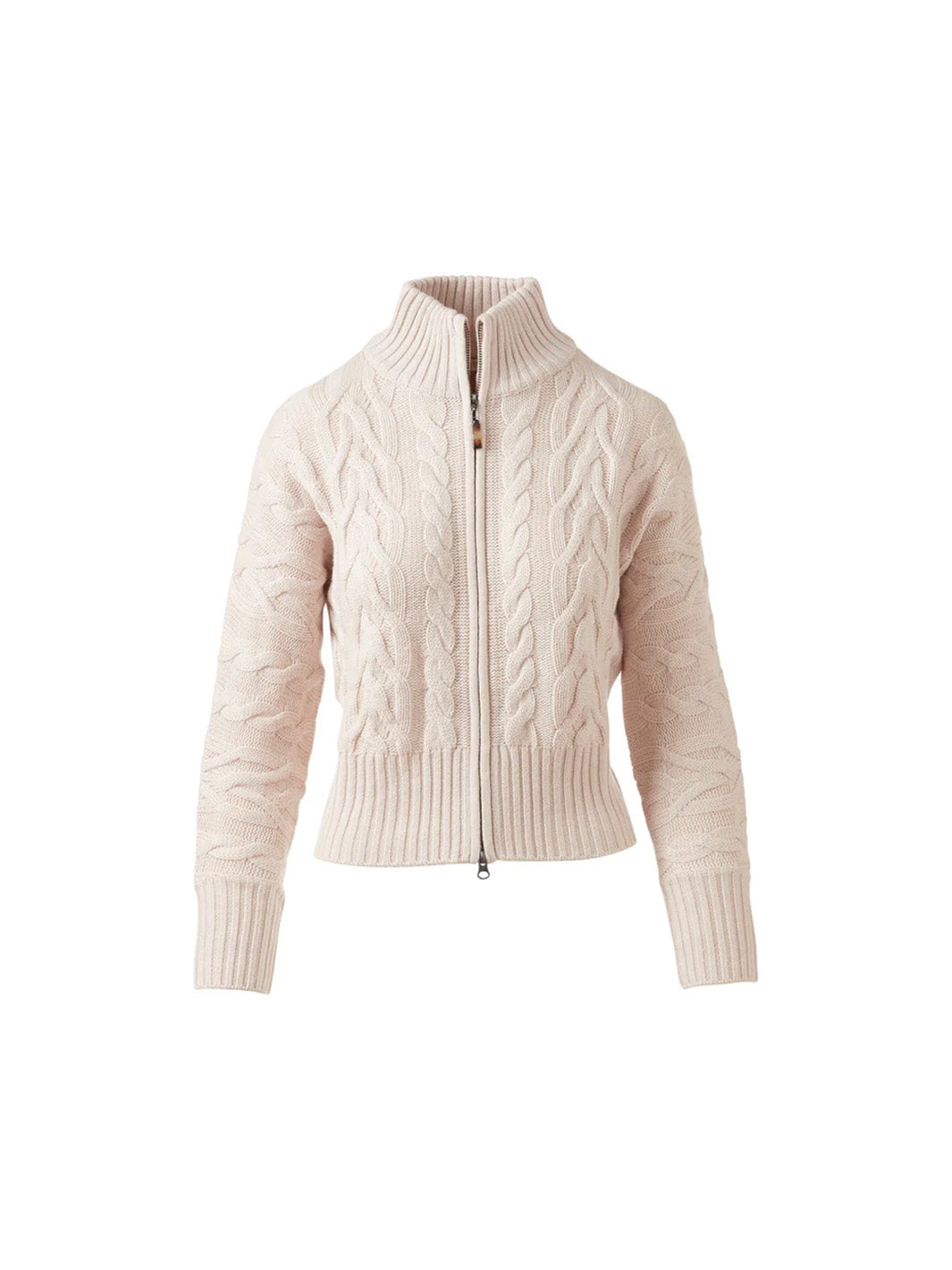 Luxe Cable Zip Cardigan in Canvas