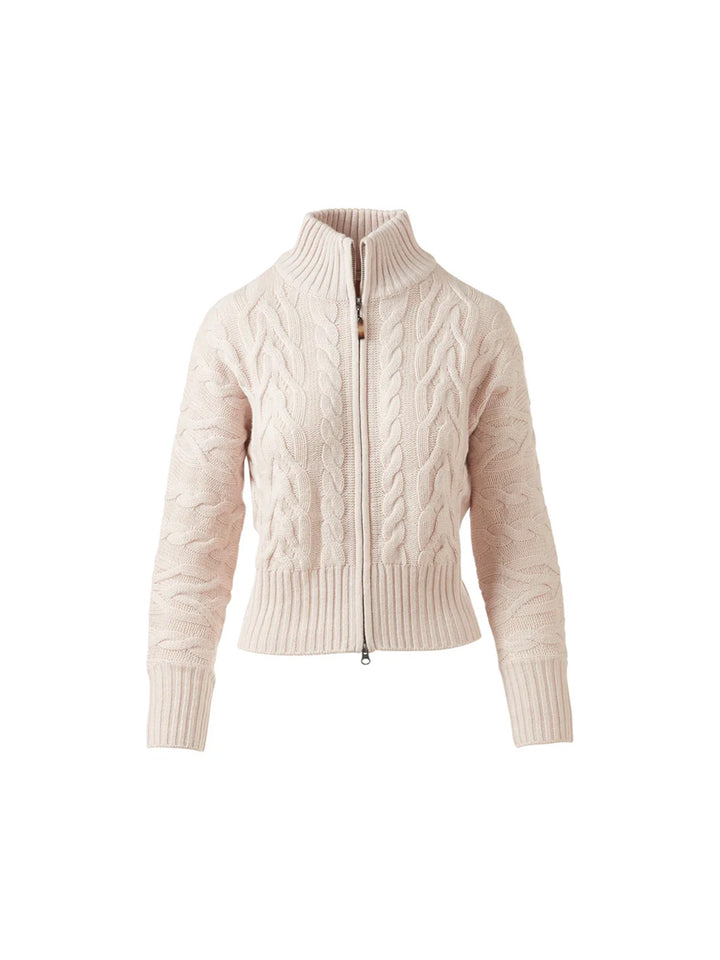 Luxe Cable Zip Cardigan in Canvas