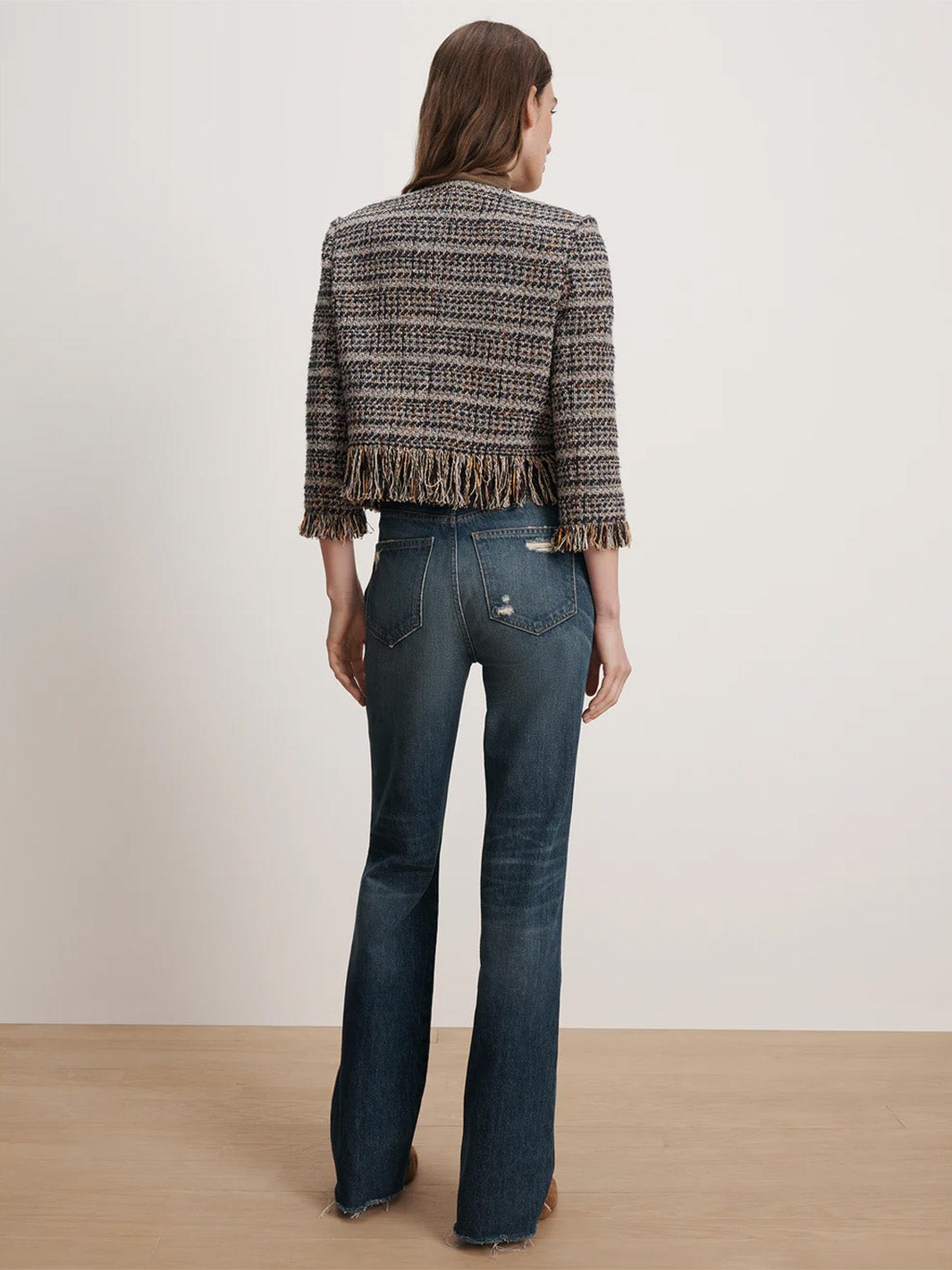 Lyons Fringe Jacket in Tweed Multi