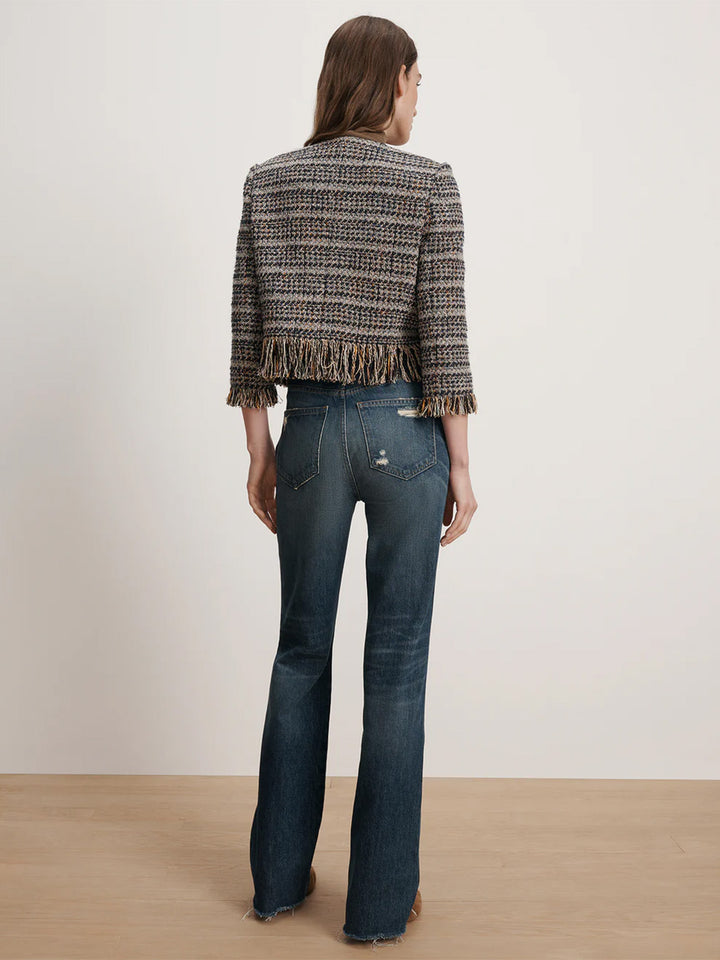 Lyons Fringe Jacket in Tweed Multi