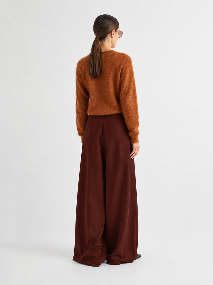 Pull-On Pleated Pants in Bacca