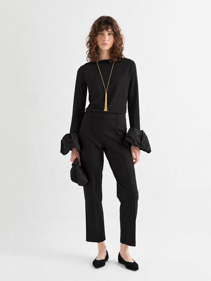 Dramatic Cuff Top in Nero