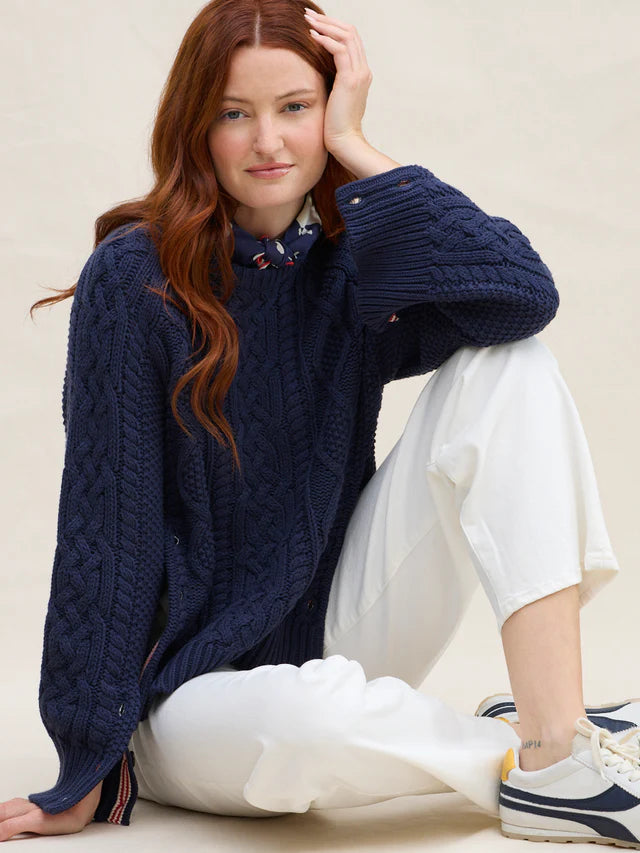 Nautical Cable Pullover in Navy