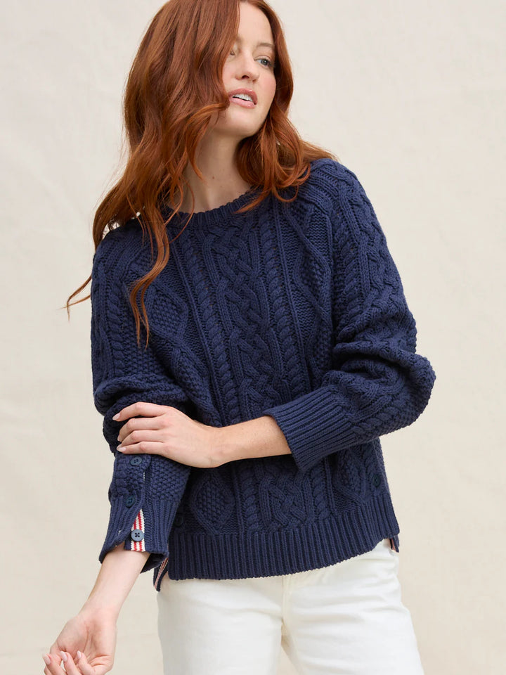 Nautical Cable Pullover in Navy