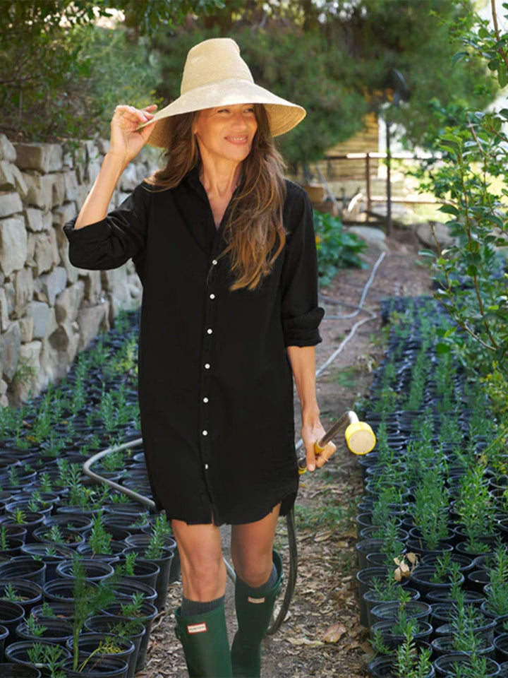 Mary Classic Shirt Dress in Black Denim