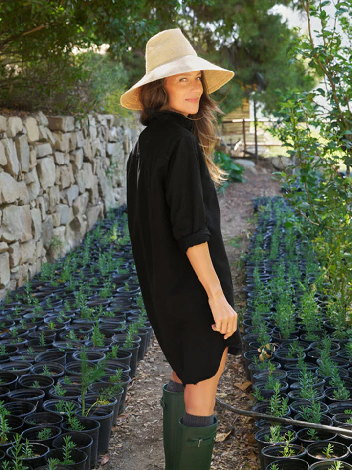 Mary Classic Shirt Dress in Black Denim