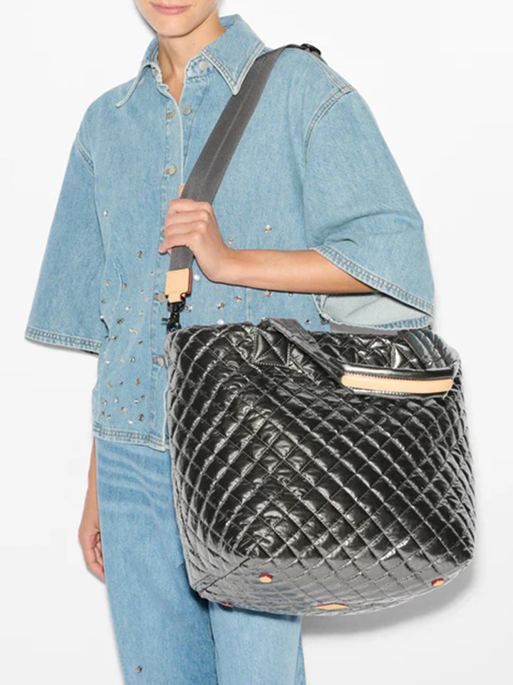 Medium Metro Tote Deluxe in Pewter Metallic