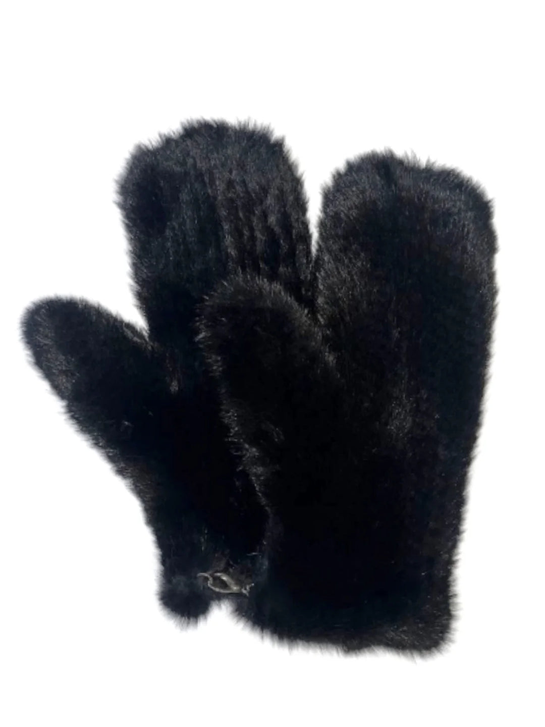 Genuine Mink Fur Knit Mittens in Black