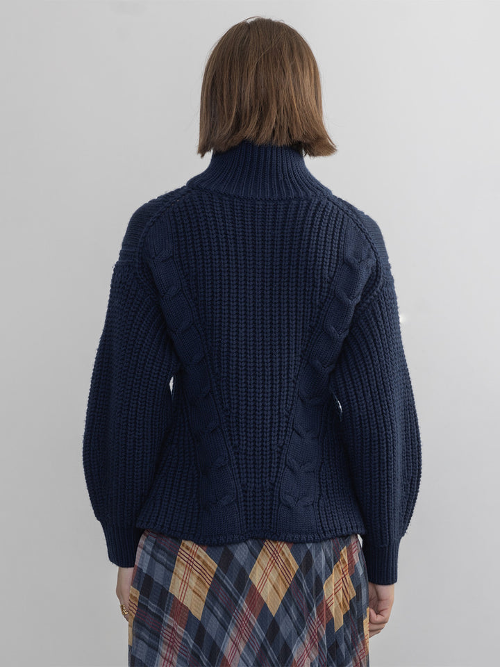 Leigh Zip Cardigan in Navy