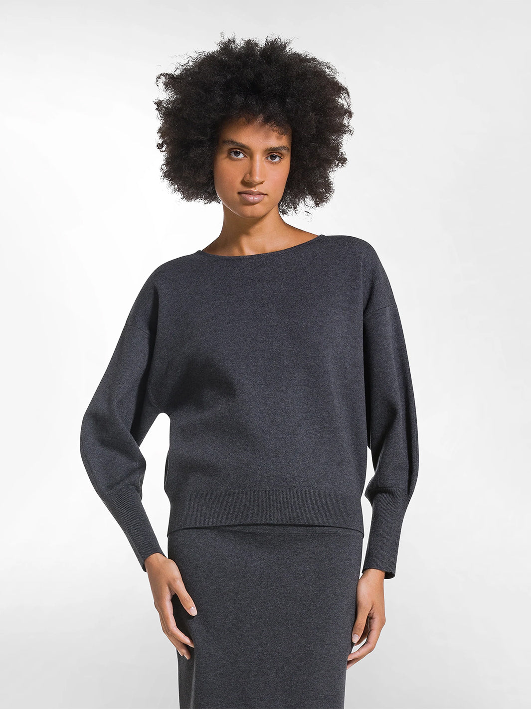 Boat Neck Jumper in Grey