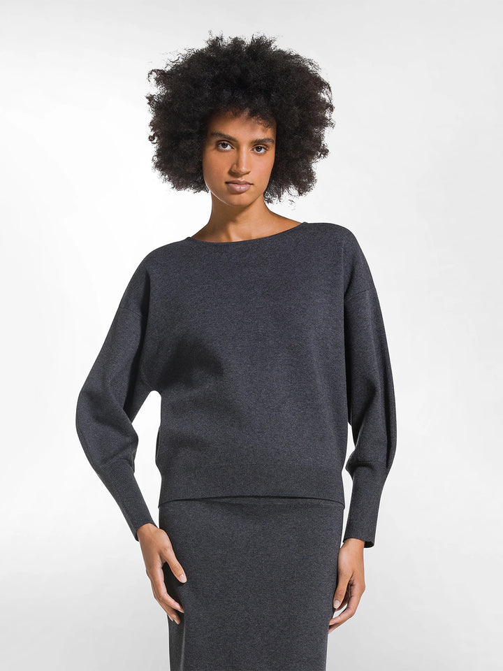 Boat Neck Jumper in Grey