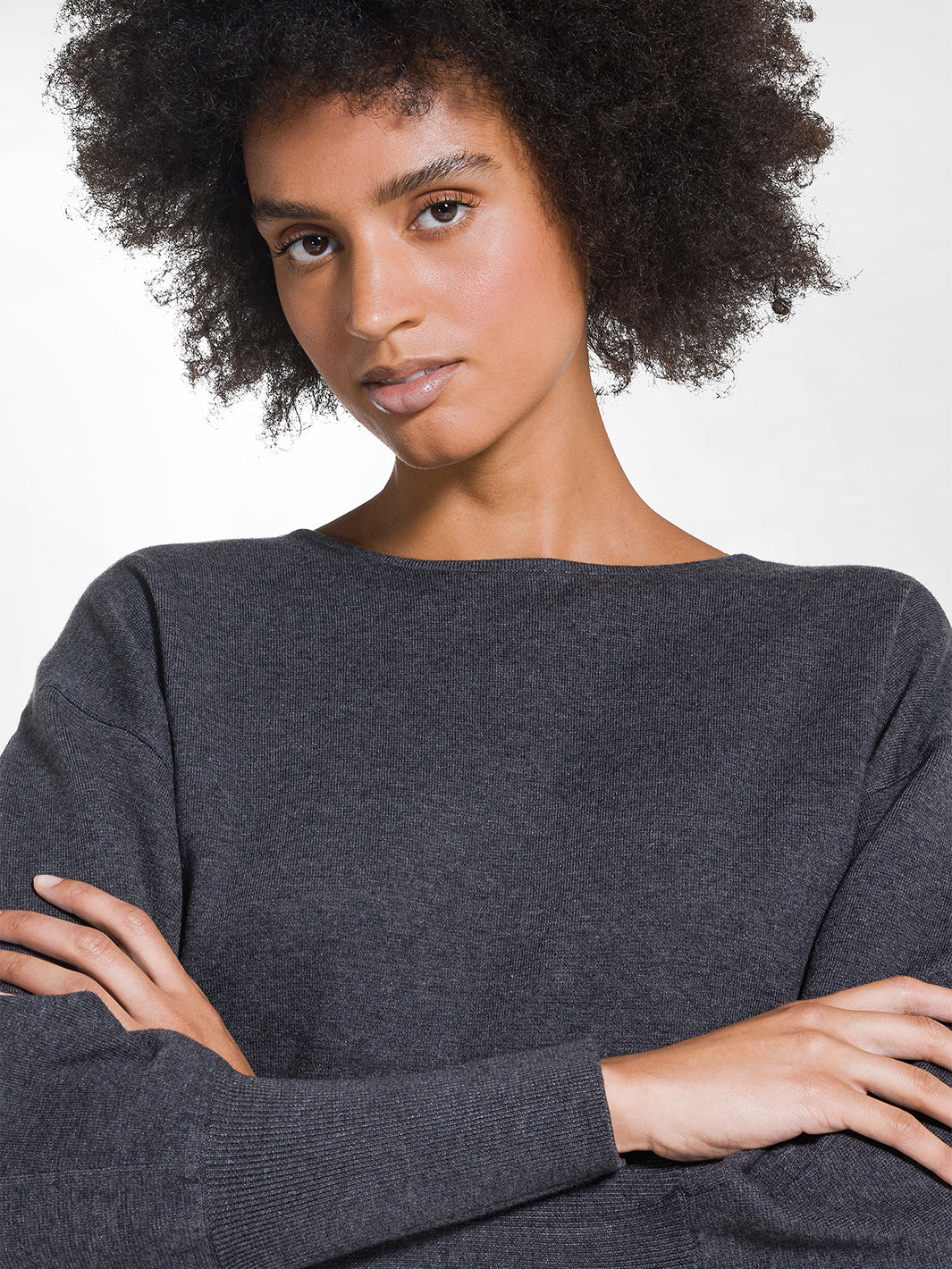 Boat Neck Jumper in Grey