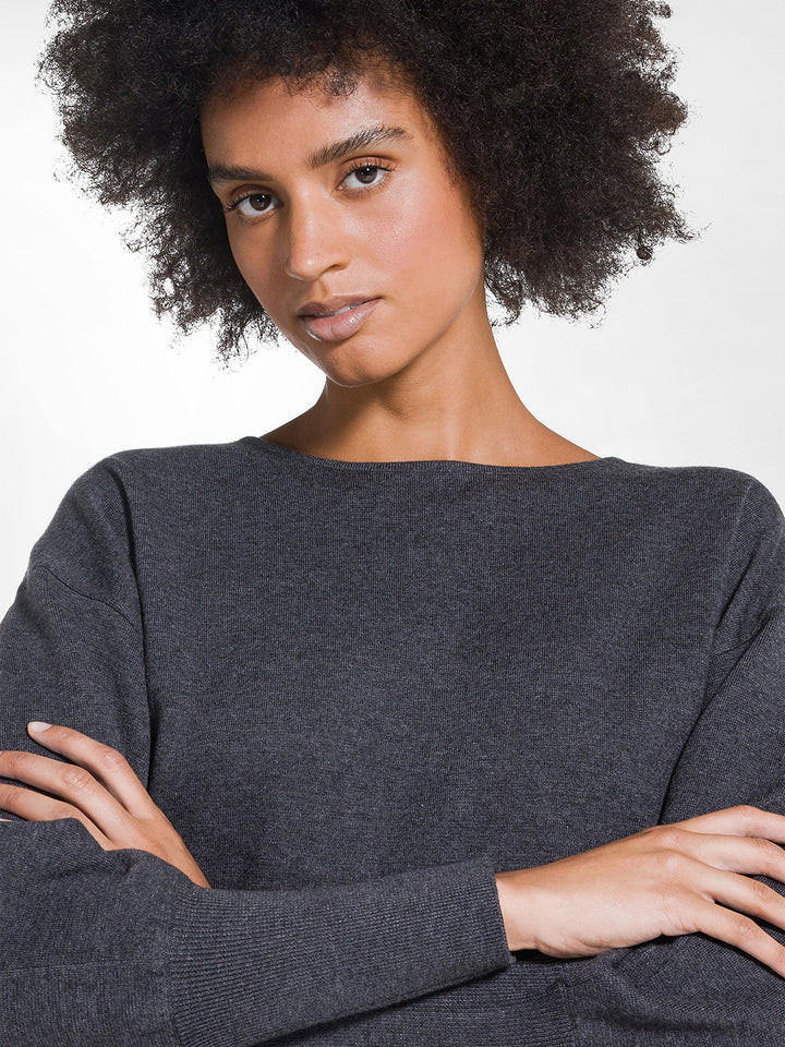 Boat Neck Jumper in Grey