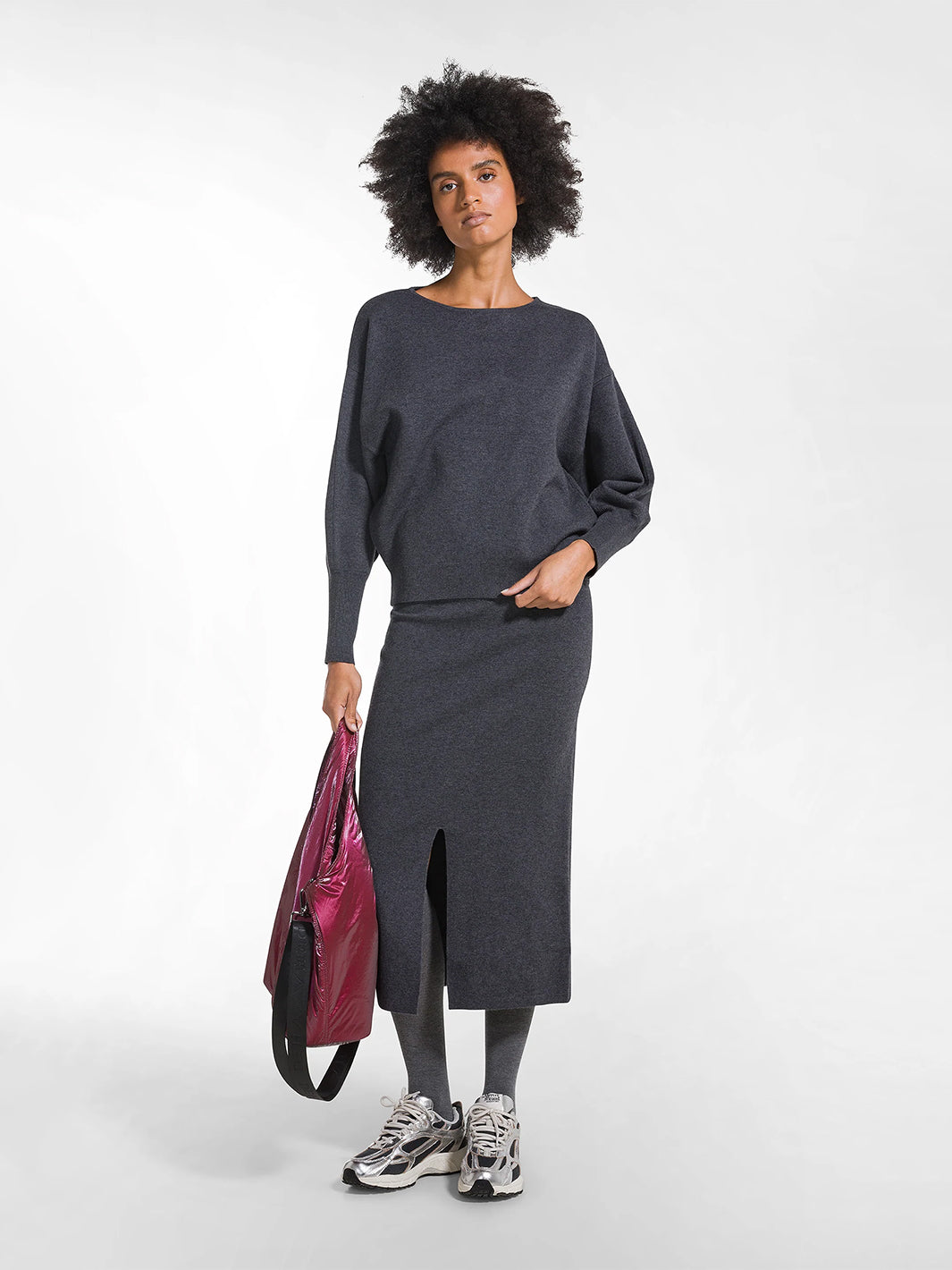 Boat Neck Jumper in Grey