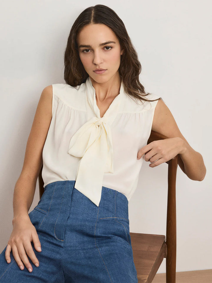 Magnolia Tie-Neck Blouse in Dove