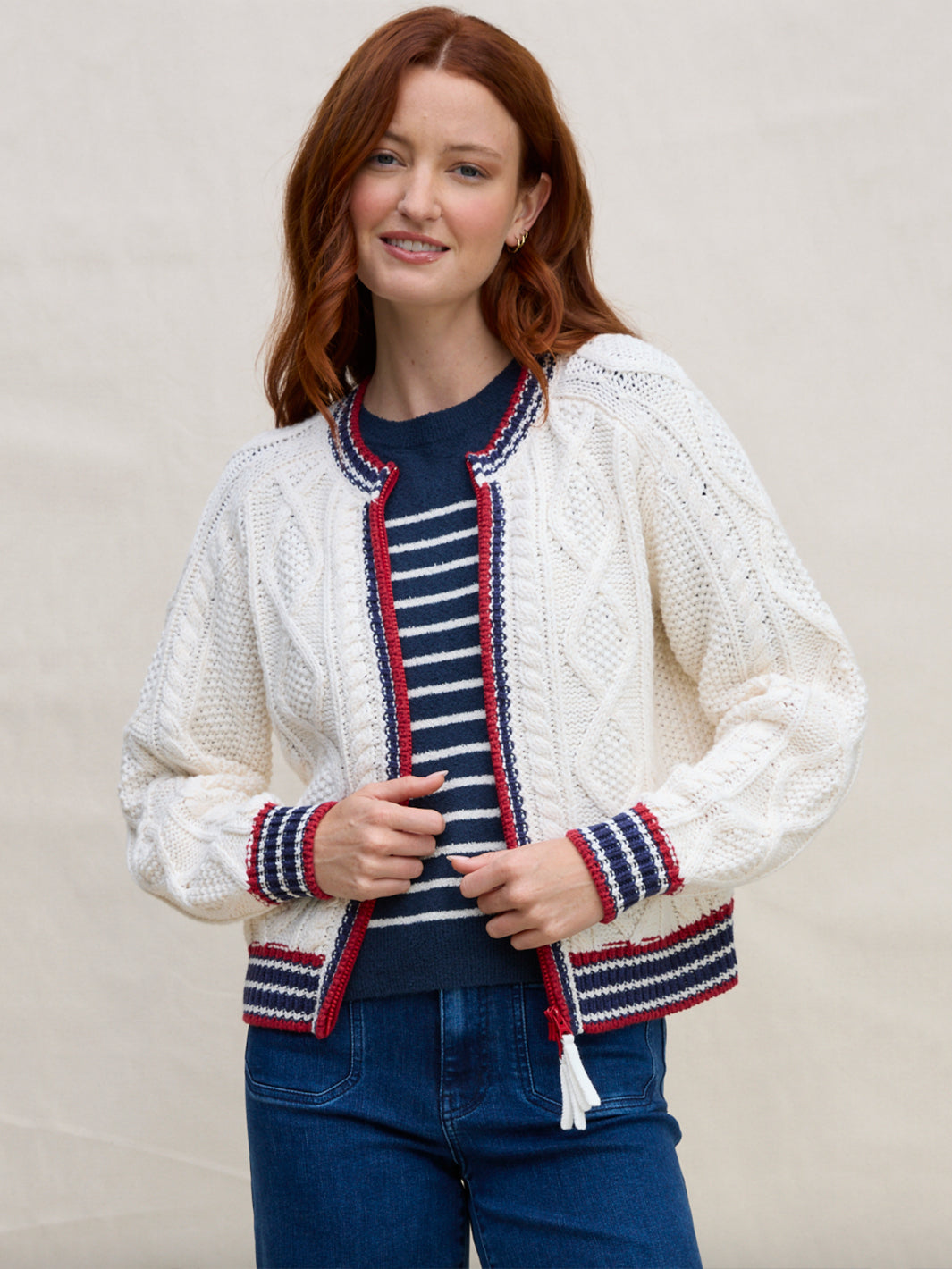 Maritme Zip-Up Jacket in Ivory