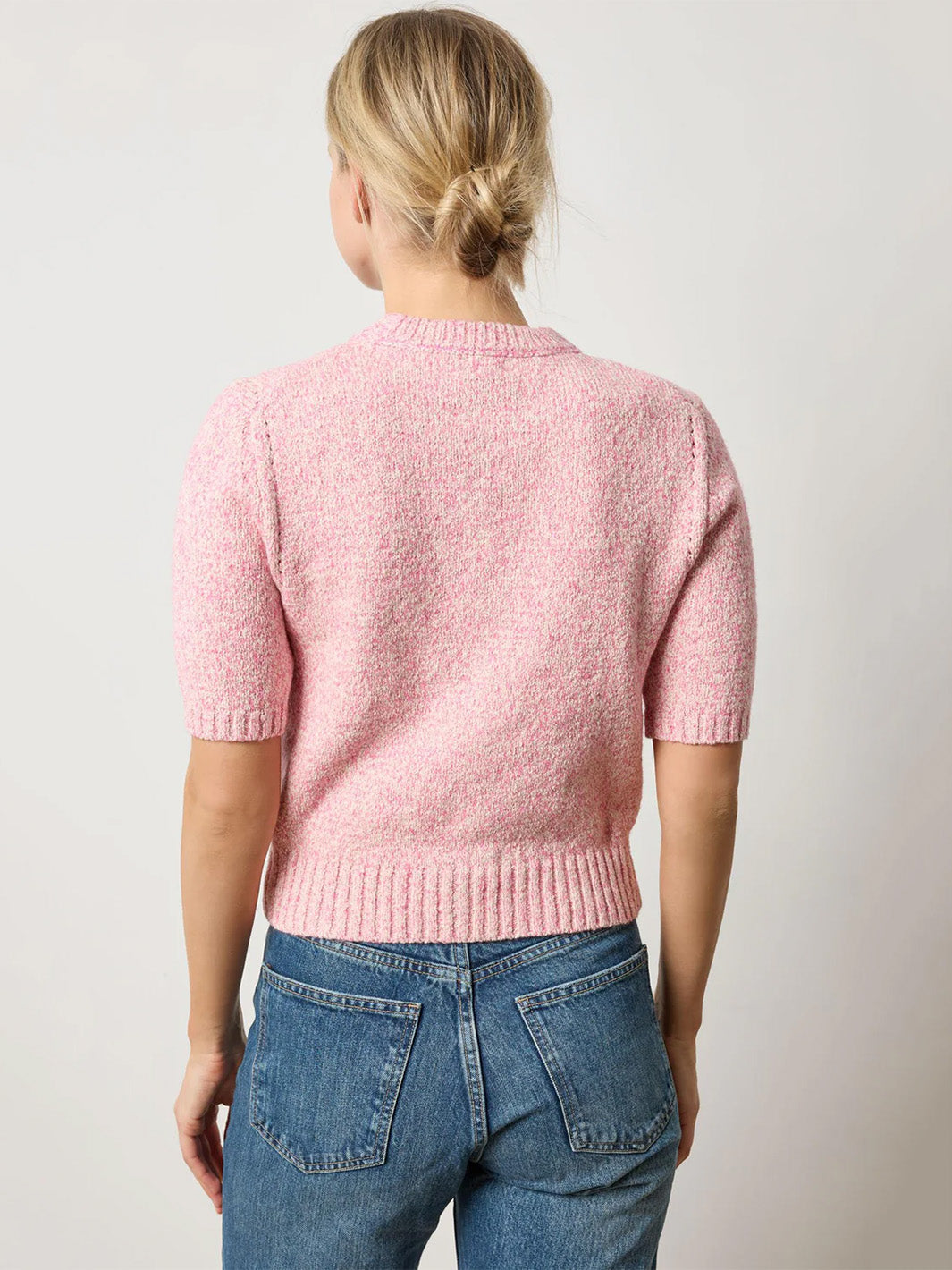Short Sleeve Marled Pullover in Rosebud Marl
