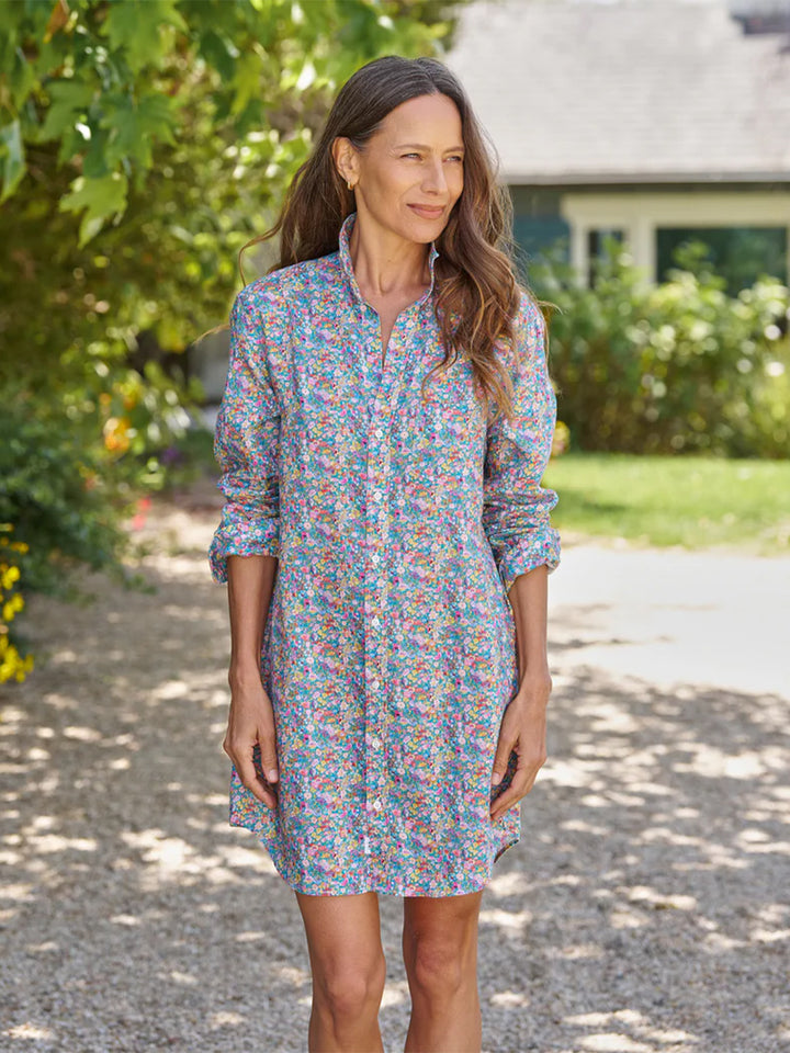 Mary Classic Shirtdress in Multicolor Flowers