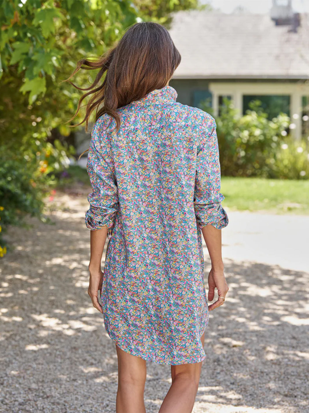 Mary Classic Shirtdress in Multicolor Flowers