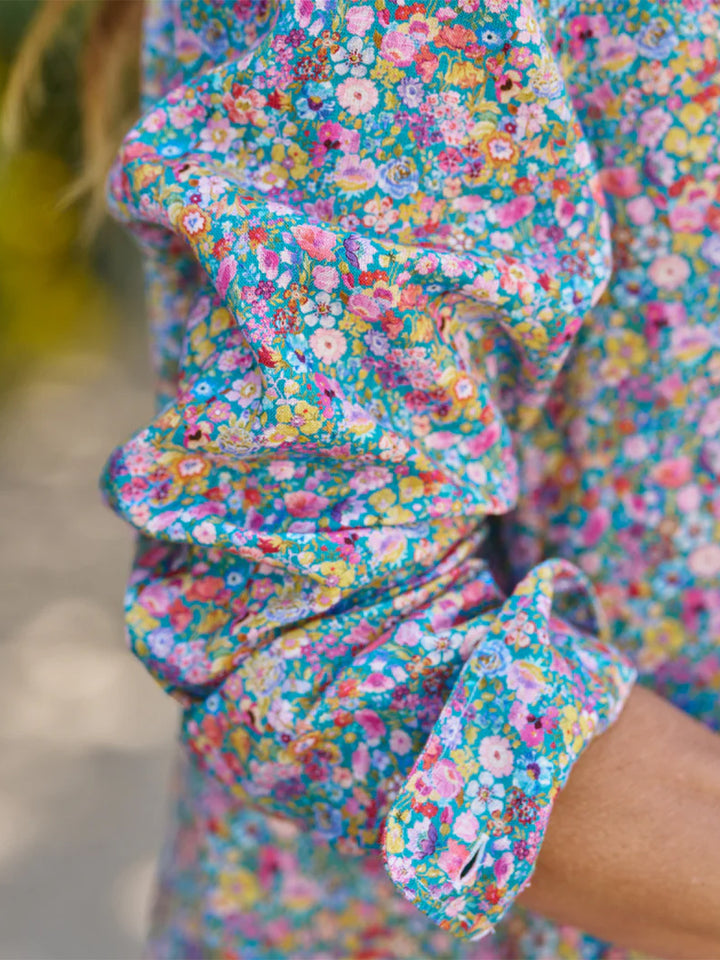 Mary Classic Shirtdress in Multicolor Flowers