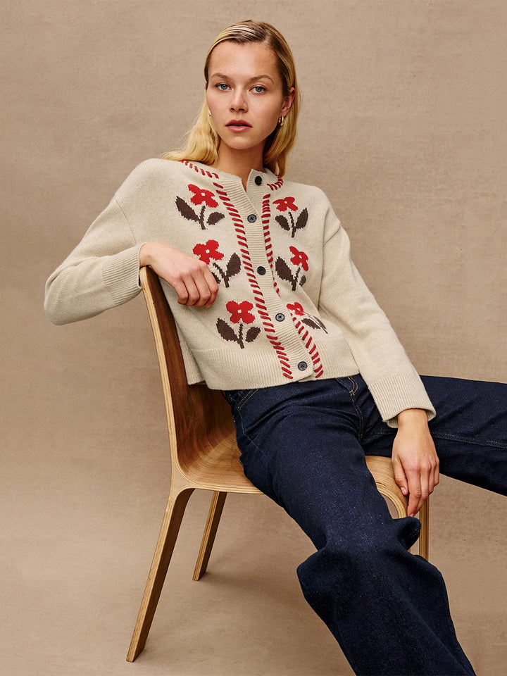 Mavie Cardigan in Carmine Floral